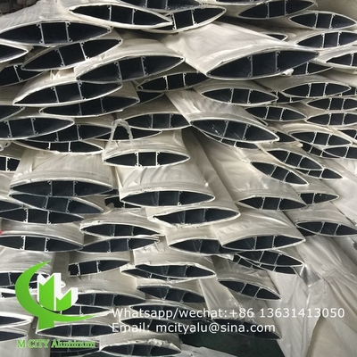 Persiane orizzontali fisse architettoniche di profilo aerofilo persiane in alluminio a forma ovale per pareti a tenda di facciata
