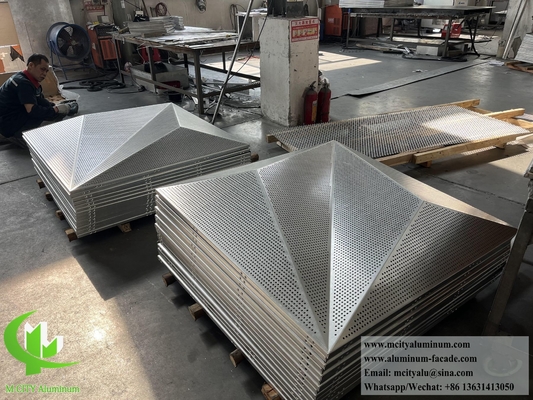 Rivestimento esterno Schermo metallico in alluminio Sistema di facciata PVDF Forma 3D