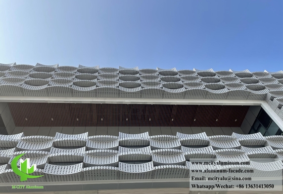 Rivestimento metallico schermo perforato in alluminio su misura per decorazione di facciate 3D