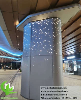 Disegno di taglio laser in metallo Rivestimento di colonne in alluminio con luce a LED
