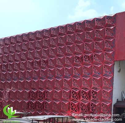 Rivestimento in polvere di metallo di alluminio perforato per rivestimento esterno di facciate 3D