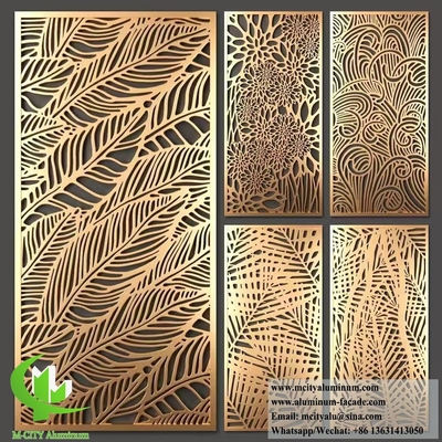 Pareti metalliche da 10 mm con disegni tagliati al laser