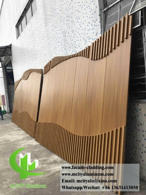 Colore grano di legno pannello in alluminio metallico per facciata di parete tenda