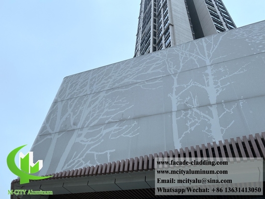 pannello metallico a schermo perforato in alluminio per rivestimenti murali e facciate a base di alberi