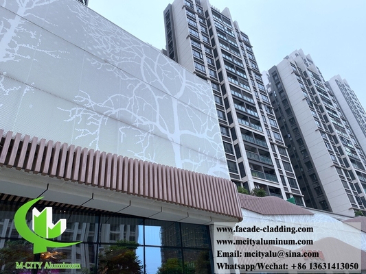 pannello metallico a schermo perforato in alluminio per rivestimenti murali e facciate a base di alberi