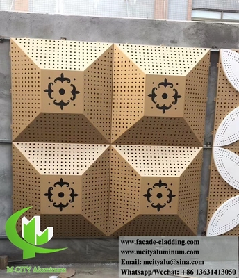 Forma 3D lamiera di metallo facciate di alluminio lamiera di perforazione colore dorato