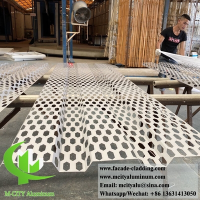 pannello di lamiera di alluminio perforato decorativo a forma esagonale in polvere rivestito di colore grigio