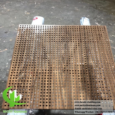 pannelli metallici perforati lamiera di alluminio per facciata con colore di grano di legno