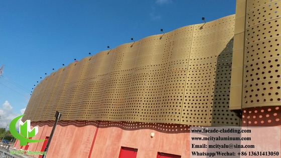 Pannello perforato in alluminio massiccio per facciata, rivestimento, decorazione PVDF colore dorato
