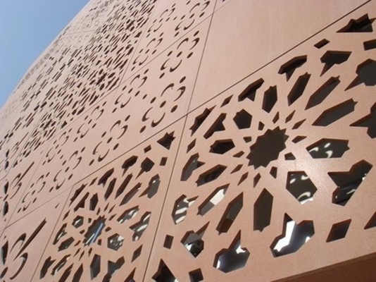 Architettura schermo in metallo tagliato al laser rivestimento massiccio in alluminio con modello albero