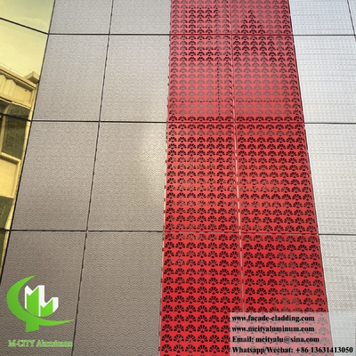 Perforazione di pareti solide rivestimento di alluminio facciata schermo metallico con modelli PVDF colore rosso