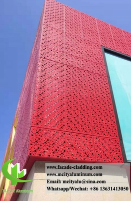 Perforazione di pareti solide rivestimento di alluminio facciata schermo metallico con modelli PVDF colore rosso