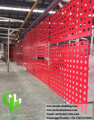 Laser Cut Metal Wall Cladding Pannelli di alluminio massiccio con disegno cavo PVDF colore rosso