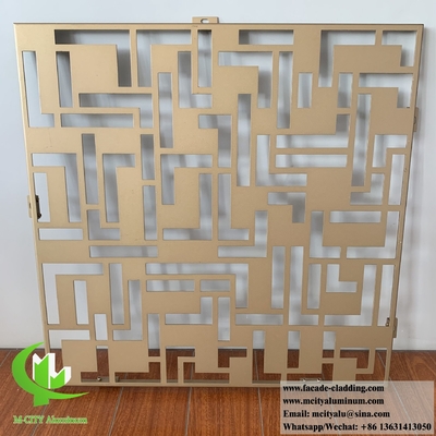 Schermo di metallo tagliato al laser Disegni cavi colore dorato pannelli di rivestimento murale architettonico