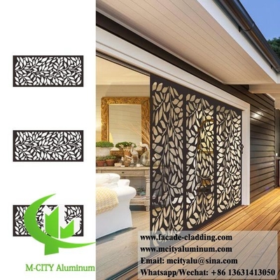 Pannelli di privacy decorativi in alluminio con disegni tagliati al laser in polvere rivestiti di colore nero