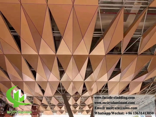 soffitto metallico piastrelle in alluminio decorazione esterna e interna forma 3D PVDF oro