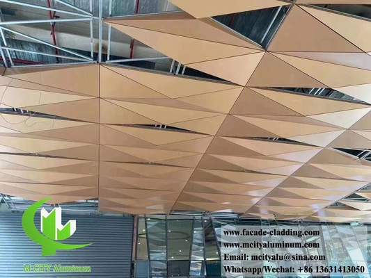 soffitto metallico piastrelle in alluminio decorazione esterna e interna forma 3D PVDF oro