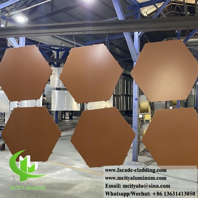 Pannello di parete in metallo Fogli di alluminio esagonale per rivestimento di facciata Spessore 2 mm