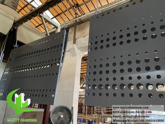 Fogli di alluminio grigio rivestito con polvere per schermo metallico perforato per rivestimenti murali