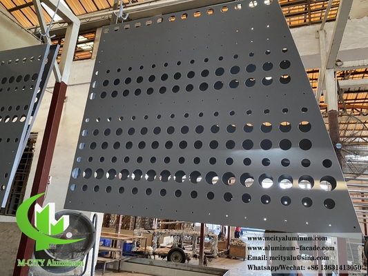 Fogli di alluminio grigio rivestito con polvere per schermo metallico perforato per rivestimenti murali