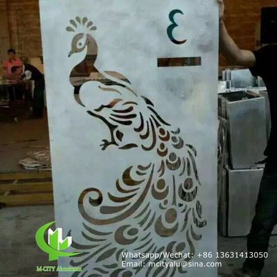 Prezzo buono Pannello di taglio laser in alluminio rivestito in polvere con modello di pavone per la decorazione della hall 1000x2000 mm in linea