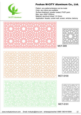 Prezzo buono Pannello perforato in alluminio rivestito in polvere con modelli personalizzabili e spessore da 1,5-10 mm per rivestimento di facciata in linea