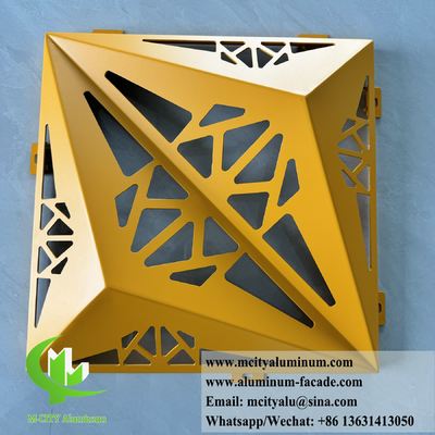 Prezzo buono Pannello murale 3D in alluminio a forma di triangolo con finitura verniciata a polvere e colori RAL personalizzabili per rivestimenti di facciate metalliche in linea